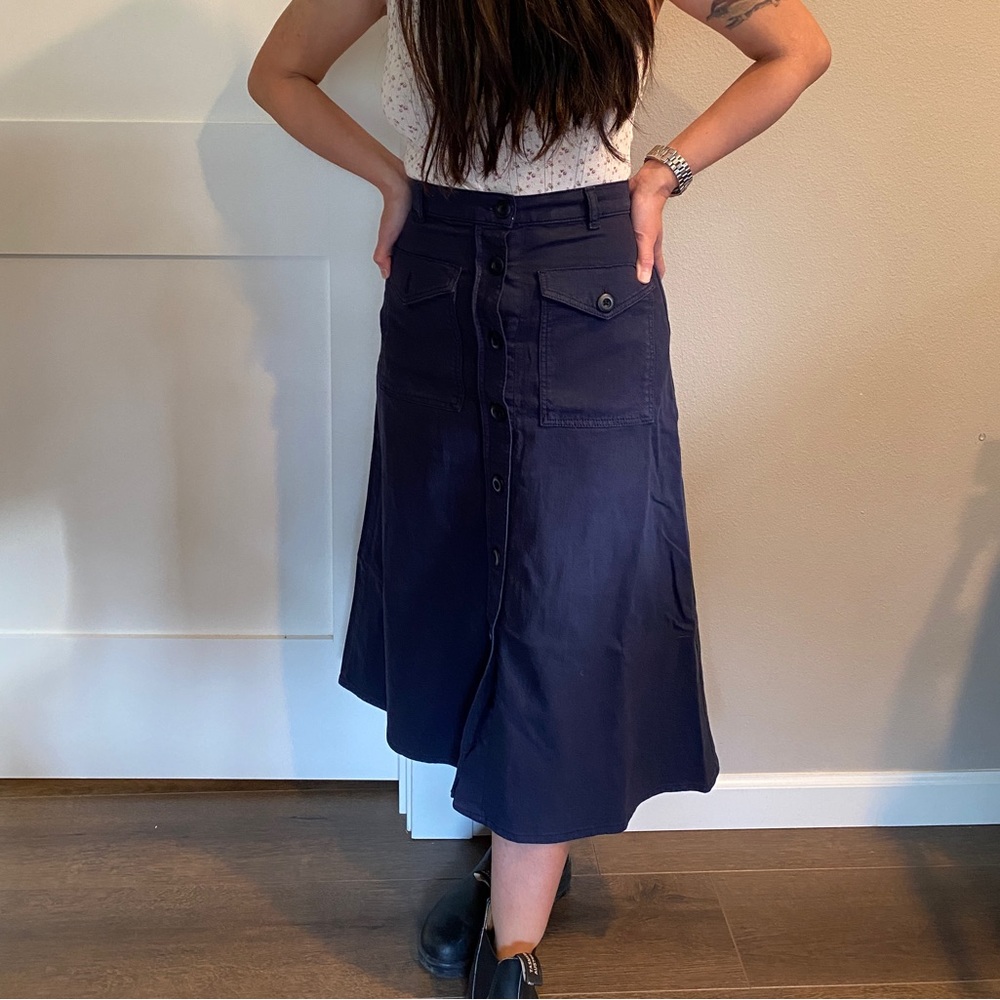 Leon & Harper Denim A-Line midi skirt XS